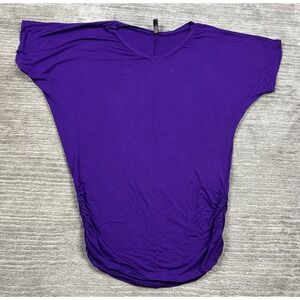 Made By Johnny Top Womens Large Purple Dolman Short Sleeve Modal Blend Tunic